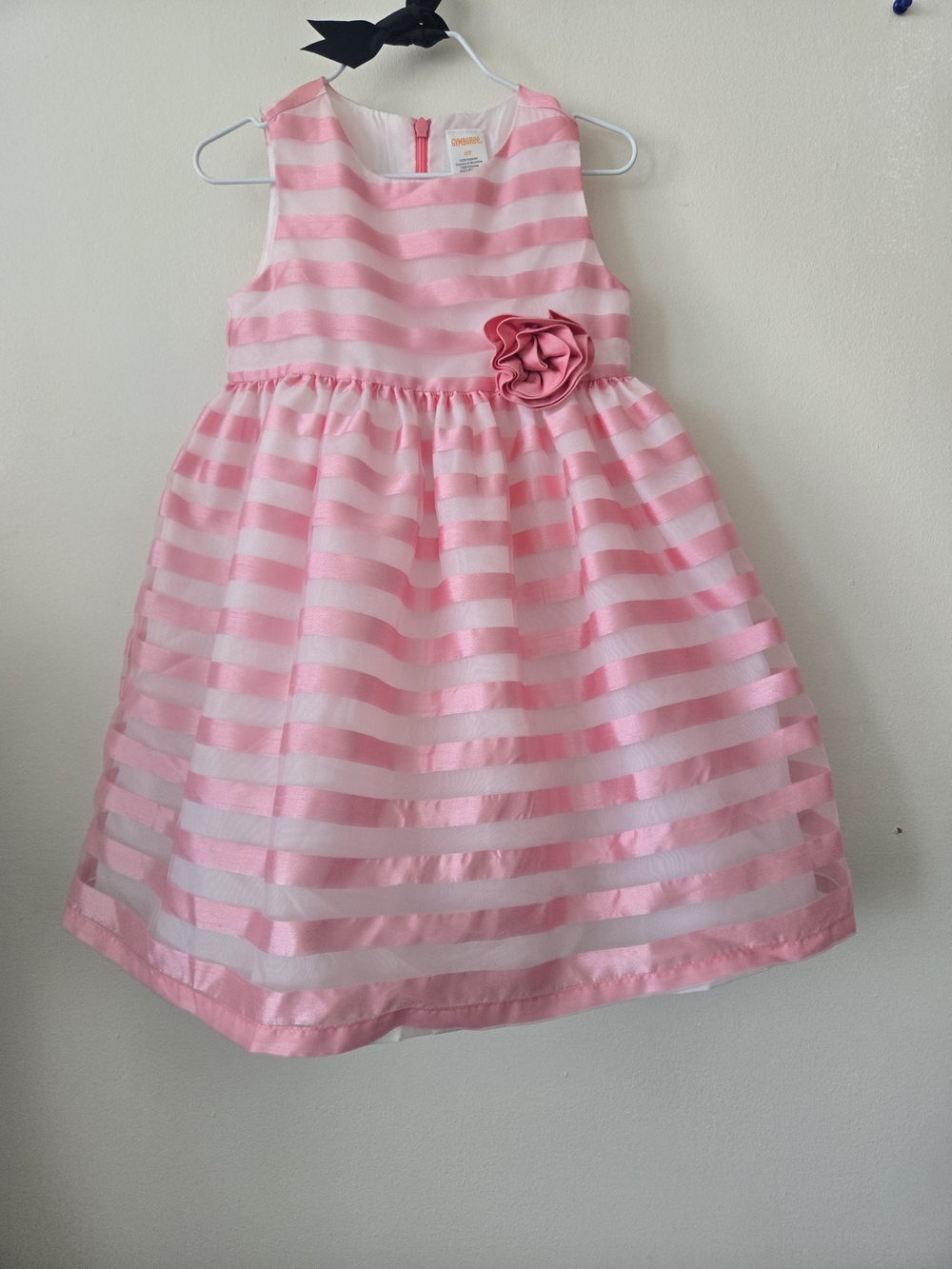 Gymboree Girls Pink Striped Party Dress with Rosette